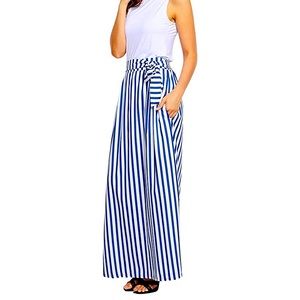 High Waisted Striped Long Maxi Skirt